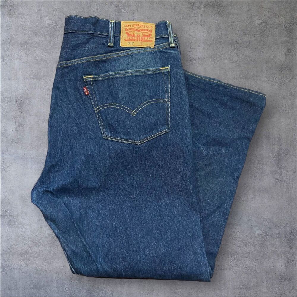 Levi's 501 XX Classic Straight Leg Denim Blue Jeans Button Fly Mens Size 44 x 32